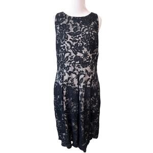 Eliza J Womens Evening Dress 14 Black Floral Lace Sheer Sleeveless Cutout Party